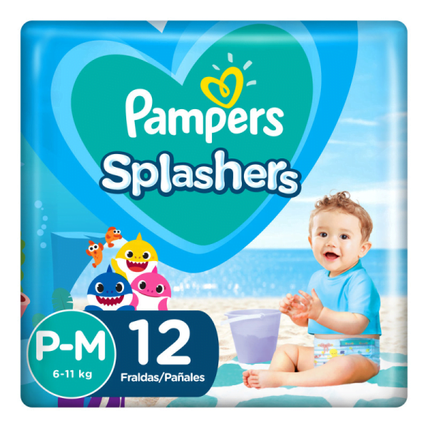 PAMPERS SPLASHERS Pañal Agua Talle P-M x 12u